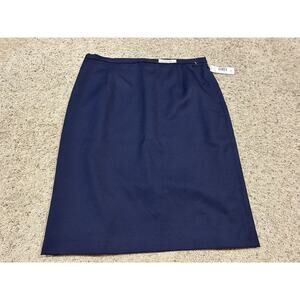 PENDLETON size 14P 14 PETITE Skirt 100% VIRGIN WOOL Lined Navy Blue *NEW* H23